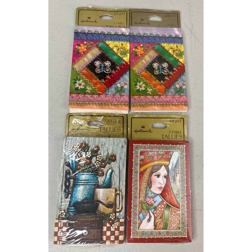 Vintage Hallmark Bridge Tally Cards Lot of 4 Sets Butterfly Floral Medieval USA